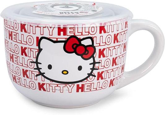 Sanrio Hello Kitty Red Ceramic Soup Mug With Vented Lid